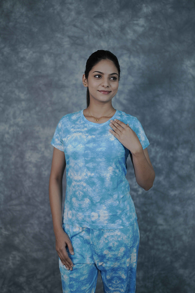 T-Shirt Pant-Blue White Shadow