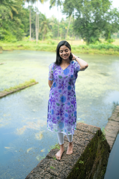 Kurti-Purple Flower