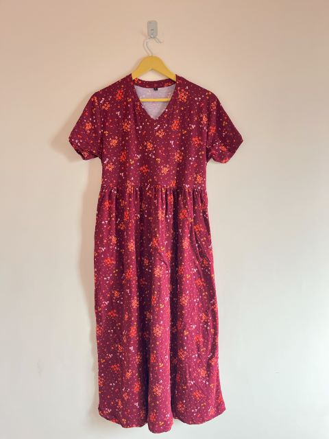 Non Feeding Gown-Dark Maroon Flowers