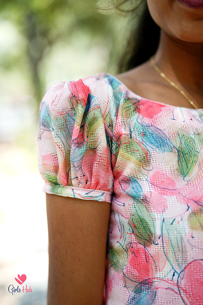 Pink With Green Kurti