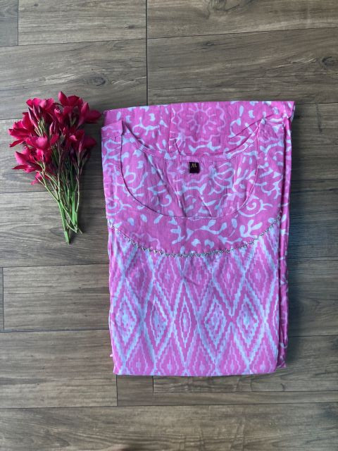 Pink with white feeding kurti-FK12