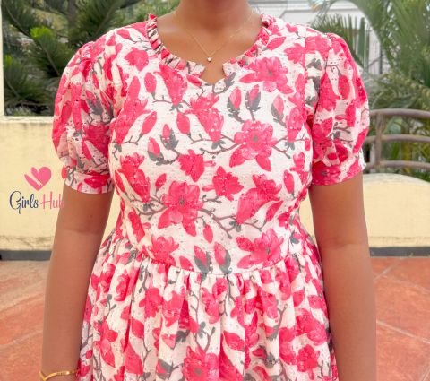 Peach Floral Hakoba – FM-55