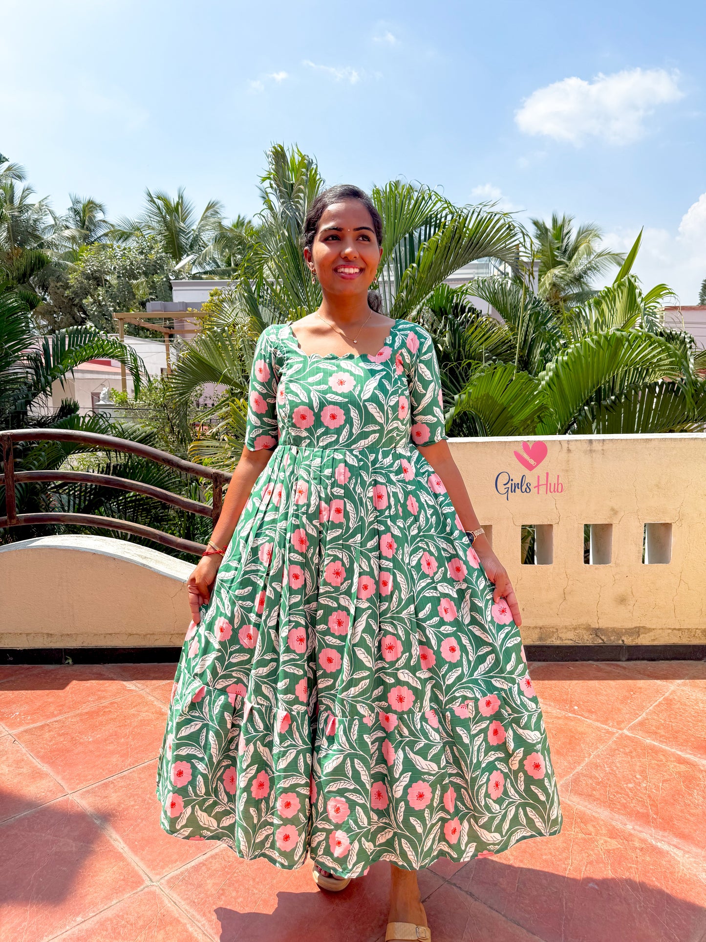 GREEN BABY PINK FLOWER-FM-213