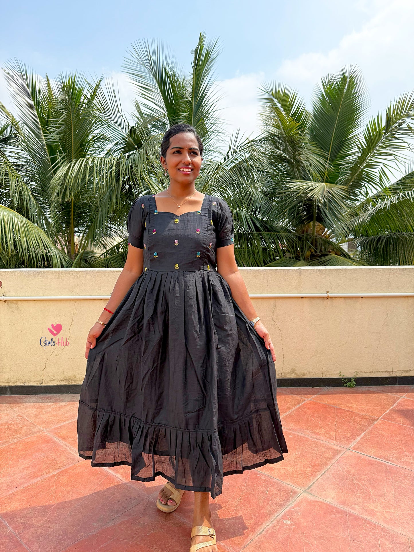 BLACK WITH FLOWERS-FM-224