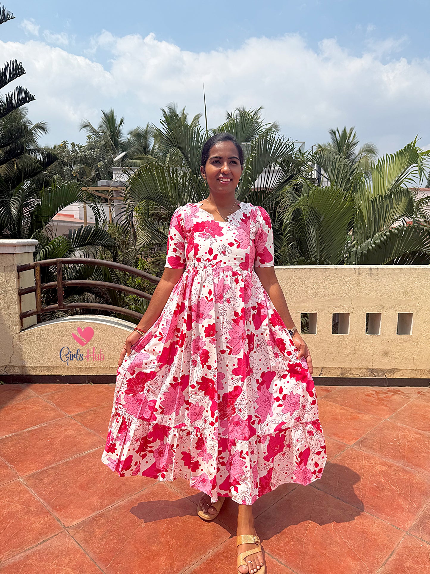PINK WITH WHITE FLOWER-FM-318