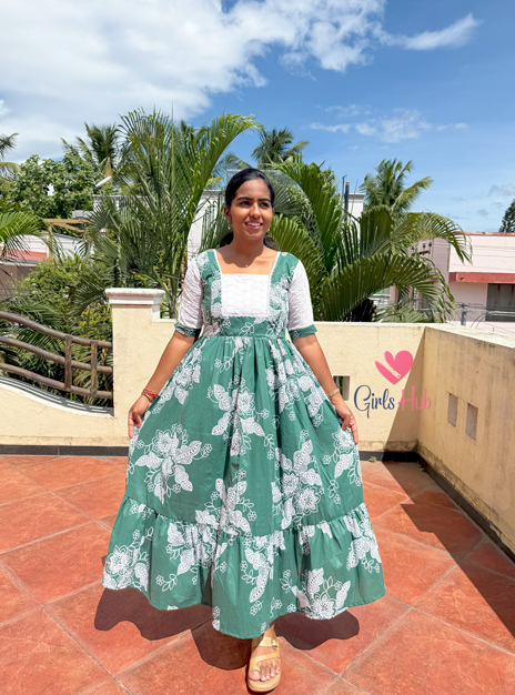 GREEN WHITE FLORALS-FM-463