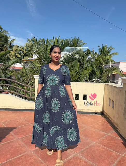 NAVY BLUE GREEN KOLAM-FM-534