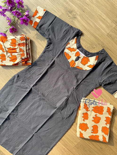 BLACK ORANGE ELEPHANT-3P-35(PRE ORDER)