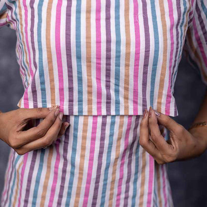 Zipless Feeding T-Shirt Colour strip Pattern