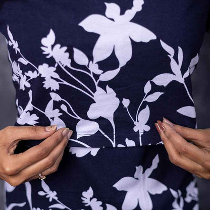 Zipless Feeding T-Shirt Dark Blue White Pattern