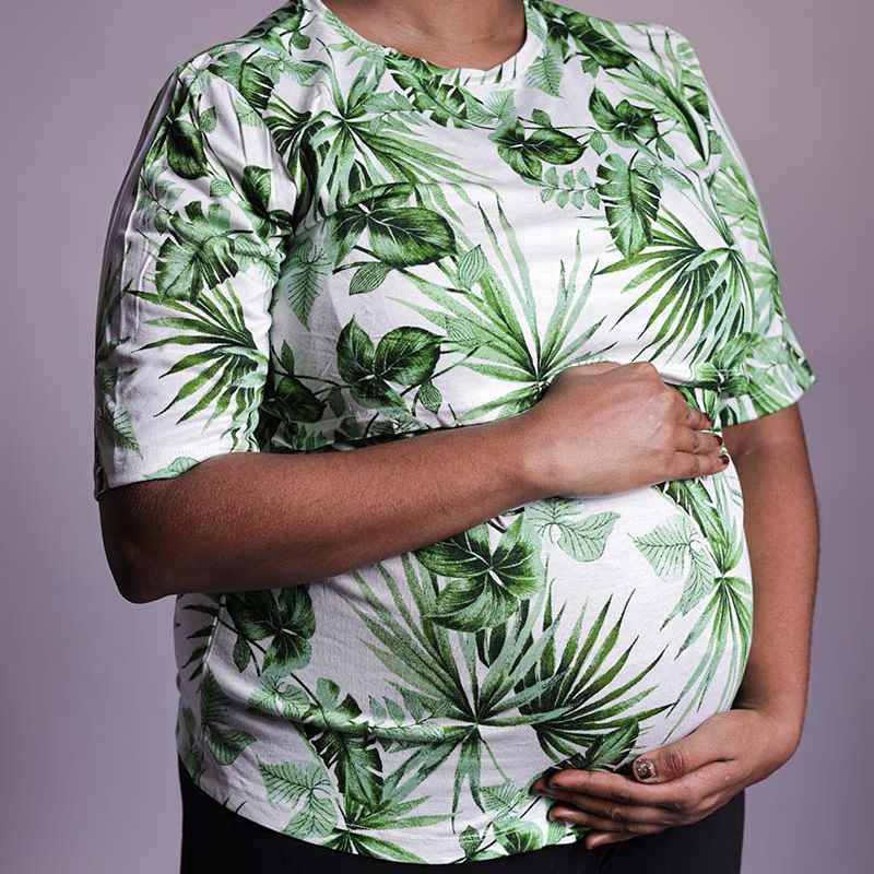 Zipless Feeding T-Shirt Green White Pattern