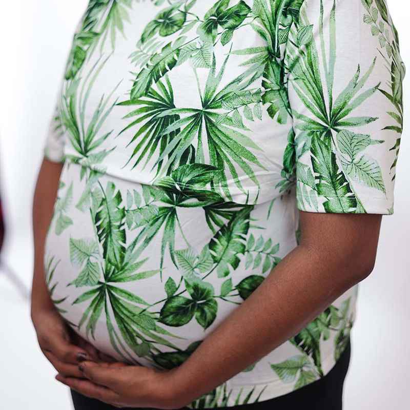 Zipless Feeding T-Shirt Green White Pattern