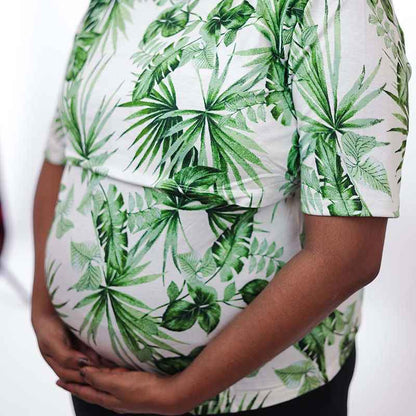 Zipless Feeding T-Shirt Green White Pattern