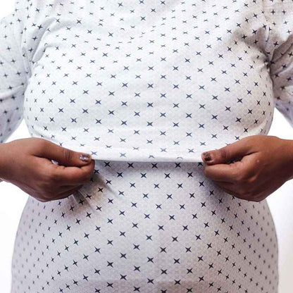 Zipless Feeding T-Shirt White Black cross Pattern