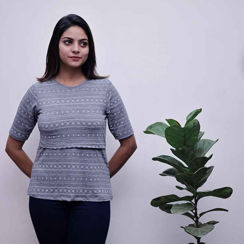 Zipless Feeding T-Shirt Ash Pattern