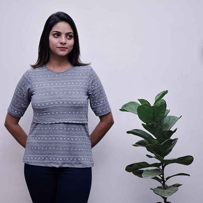 Zipless Feeding T-Shirt Ash Pattern