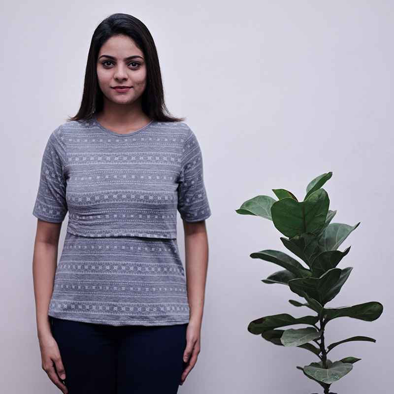 Zipless Feeding T-Shirt Ash Pattern