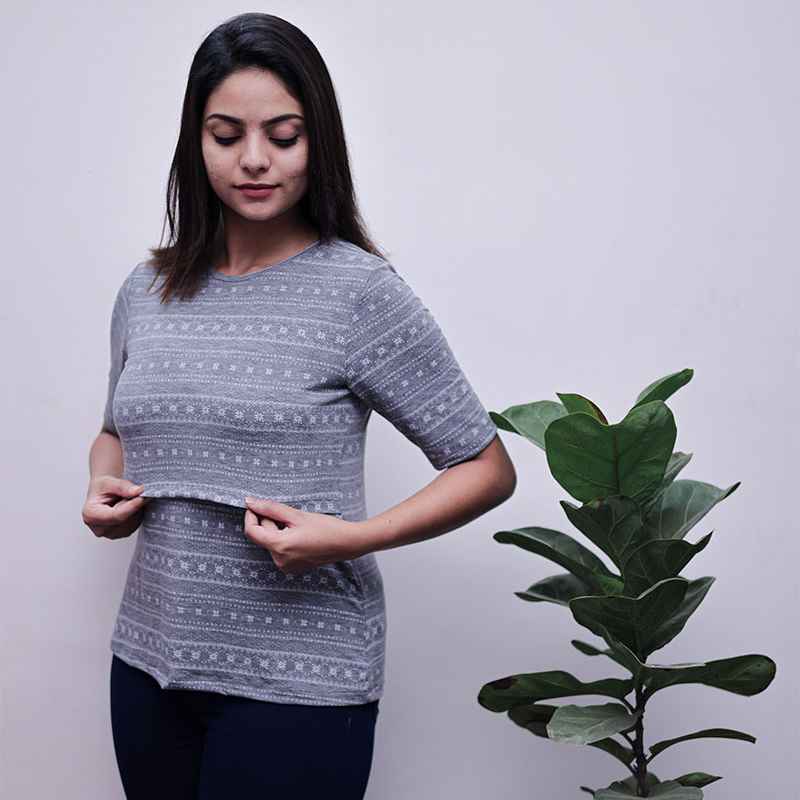 Zipless Feeding T-Shirt Ash Pattern