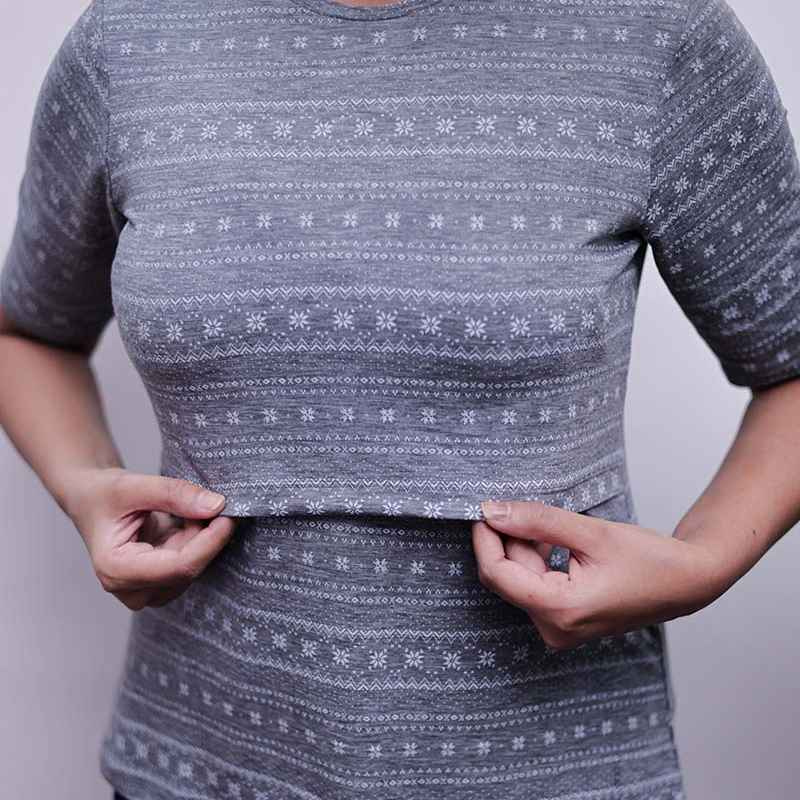 Zipless Feeding T-Shirt Ash Pattern