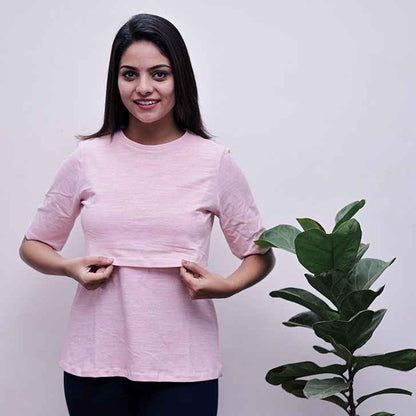 Zipless Feeding T-Shirt Light Pink Pattern