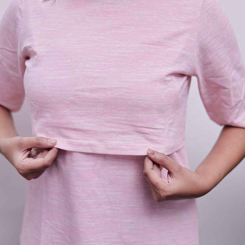 Zipless Feeding T-Shirt Light Pink Pattern