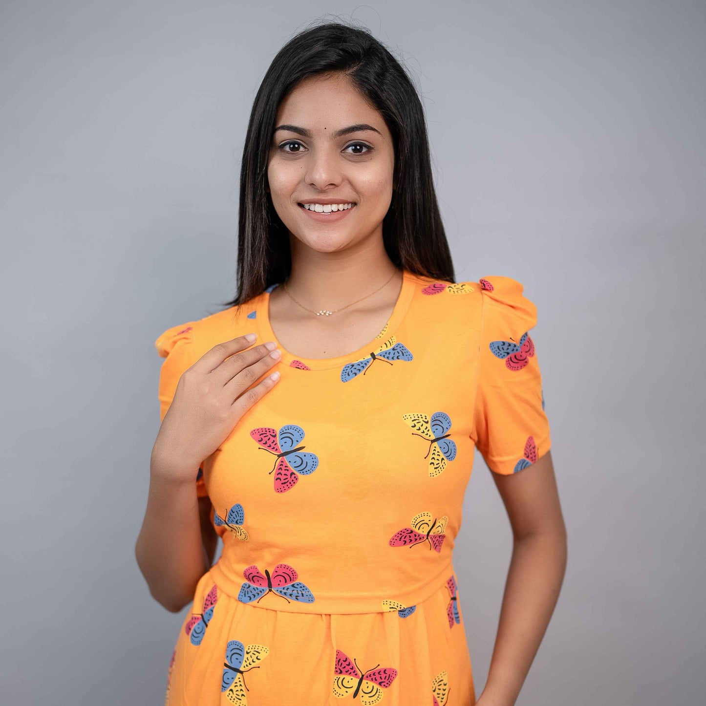 Zipless Feeding Gown-Yellow Butterfly