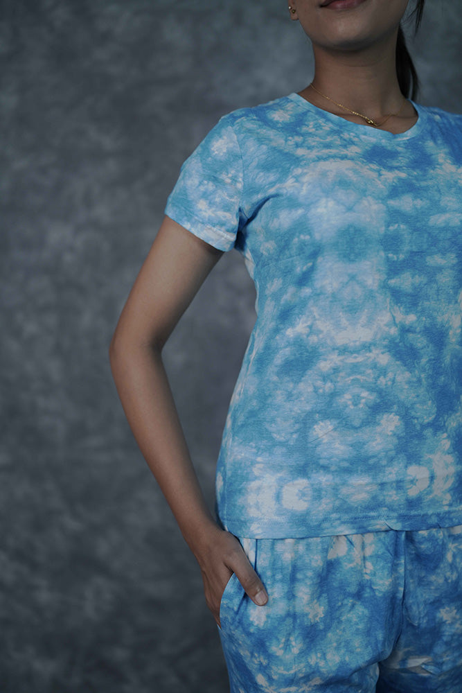 T-Shirt Pant-Blue White Shadow