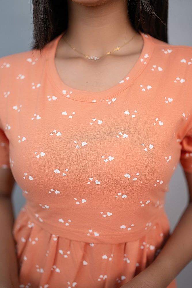 Zipless Feeding Gown-Orange Heart
