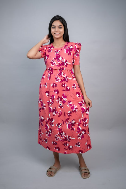 Zipless Feeding Gown-Peach Floral