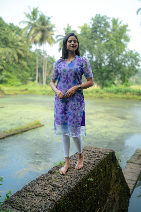 Kurti-Purple Flower