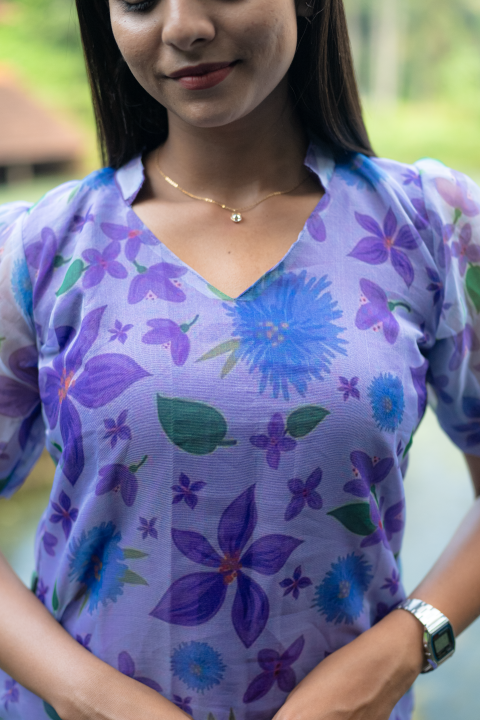 Kurti-Purple Flower