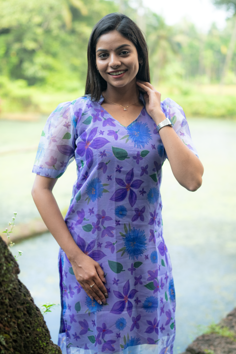 Kurti-Purple Flower