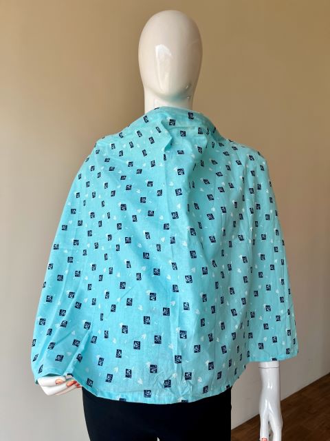 Feeding Apron-Cyan Color Leaf Print