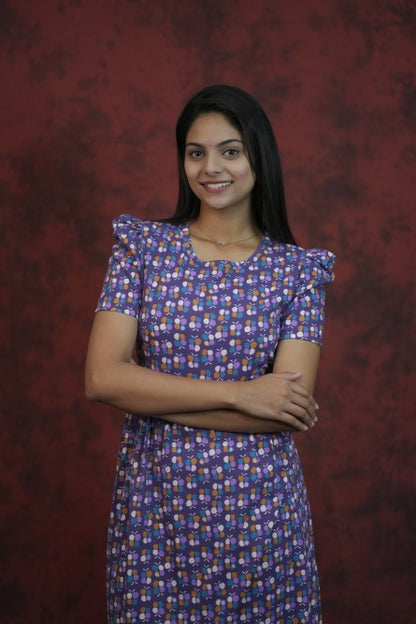 Zipless Feeding Gown-Violet Butterfly
