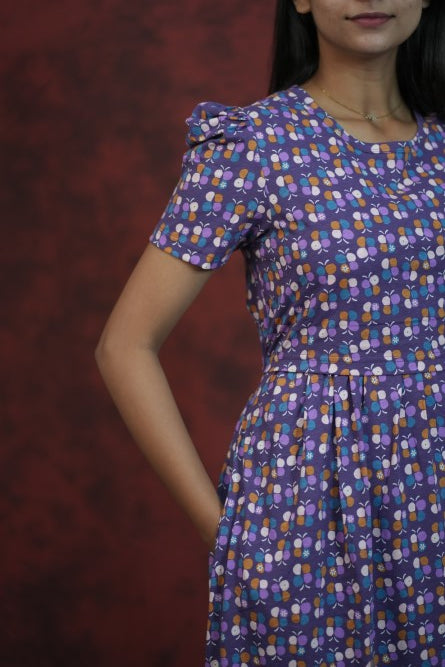 Zipless Feeding Gown-Violet Butterfly