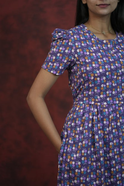 Zipless Feeding Gown-Violet Butterfly