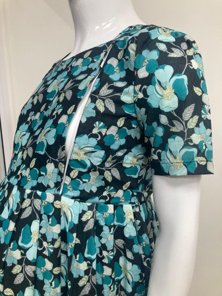 Feeding Kurti Black and blue flower sleeve