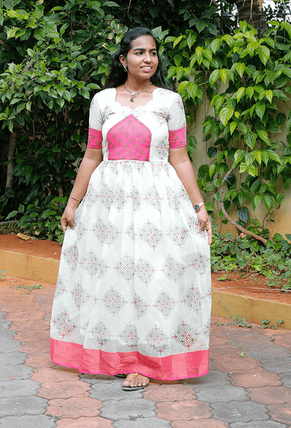 White Kolam Traditional Dress