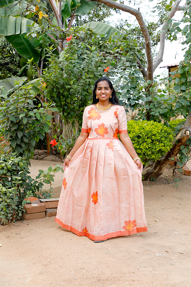 Orange Flower traditional Dress