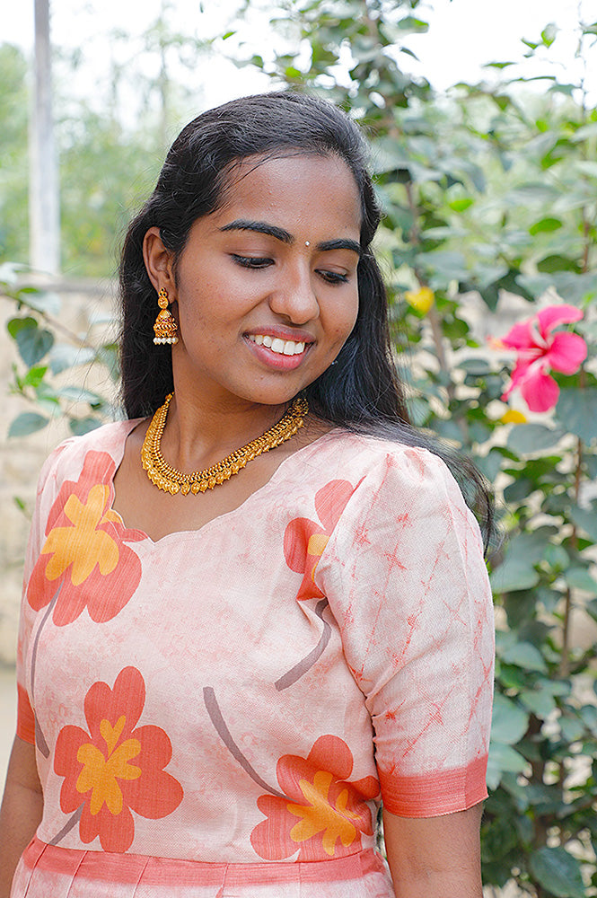 Orange Flower traditional Dress