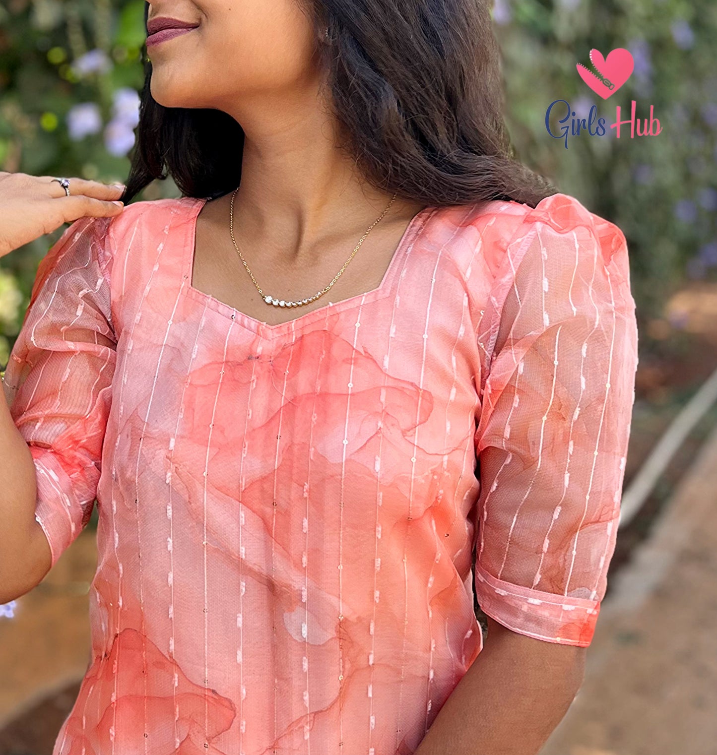 Orange Organza Kurti
