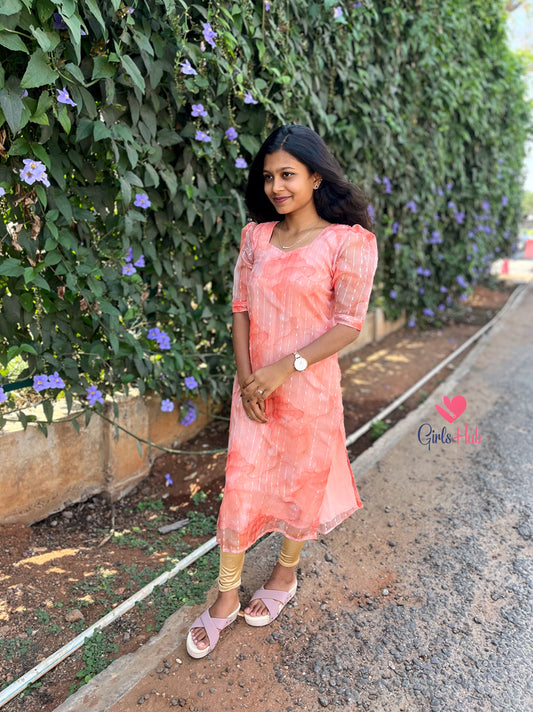 Orange Organza Kurti