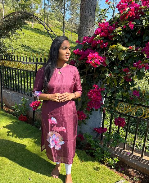 Marron Kolam Traditional Dress