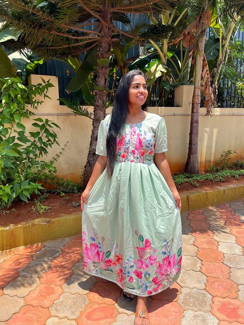 Green Lotus Feeding Kurti