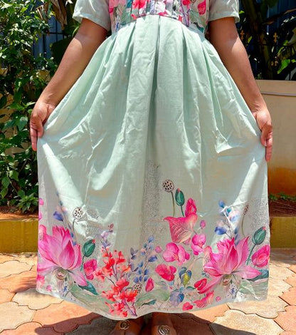 Green Lotus Feeding Kurti