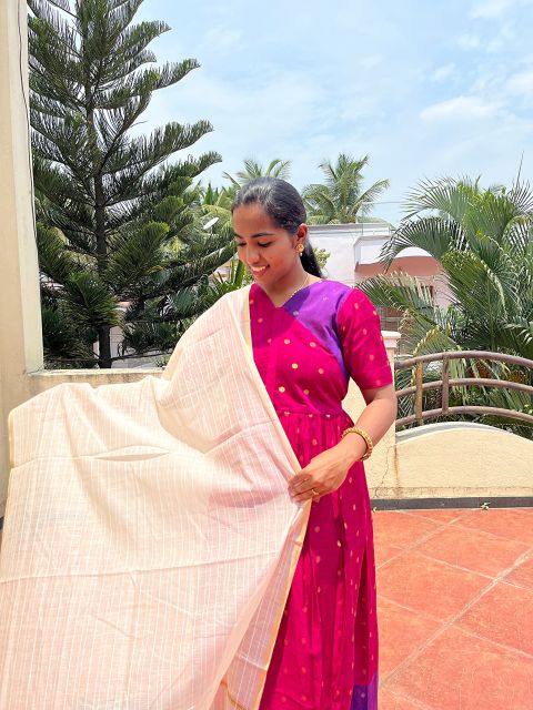 Pink With Violet Silk Cotton