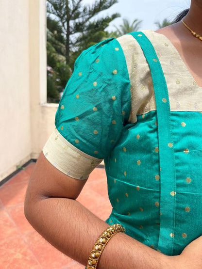 Green with white silk cotton