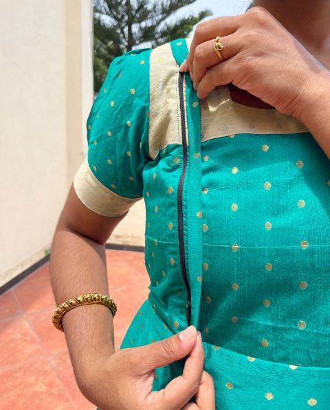 Green with white silk cotton