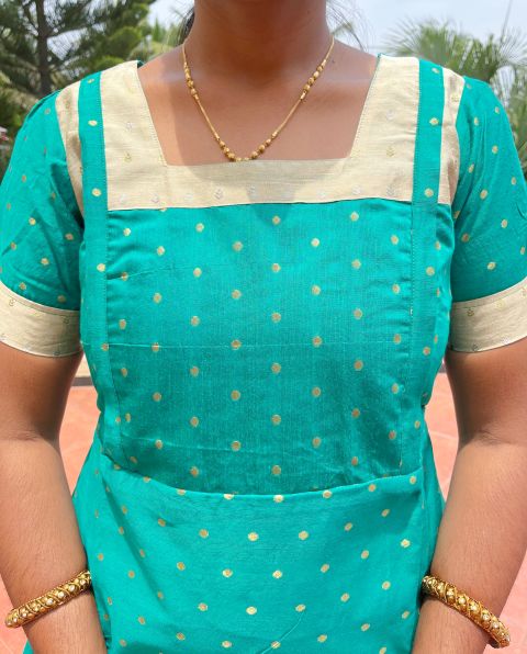 Green with white silk cotton