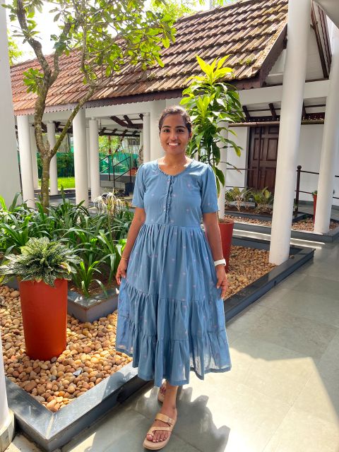 Blue Handloom Lotus feeding maxi